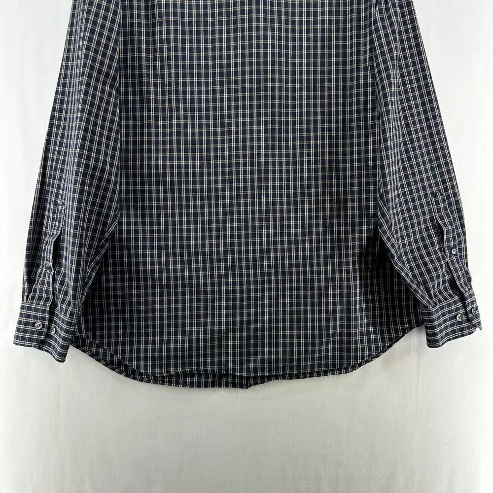 Banana Republic Button Up Shirt L Black Plaid Long Sleeve Non Iron Standard Fit - Picture 7 of 12